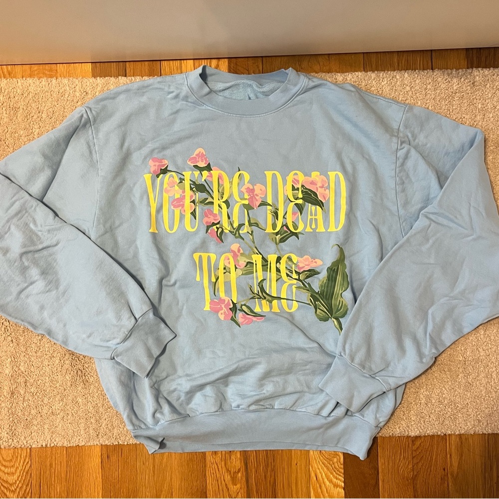 Blue floral printed crewneck (M)